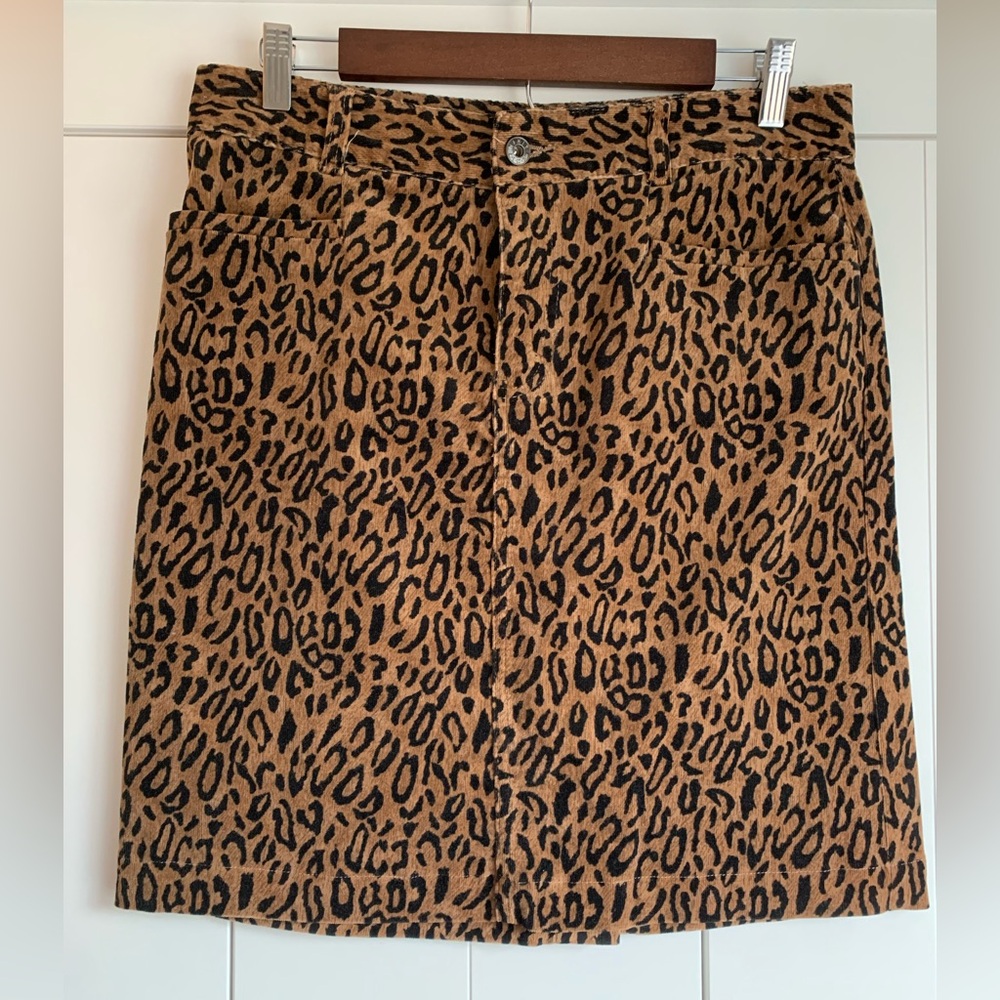 Vintage Kikit Jeans‎ Leopard Corduroy Skirt Size 10